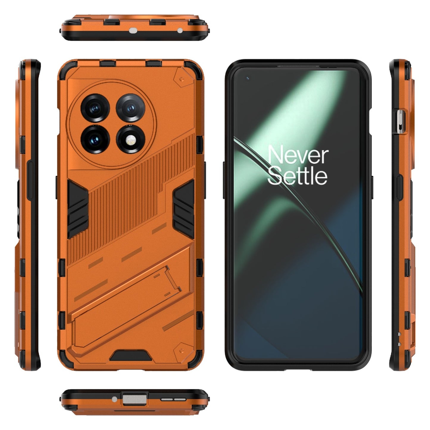 OnePlus 11 5G Shockproof Phone Case - Punk Armor 2-in-1 PC + TPU with Invisible Holder