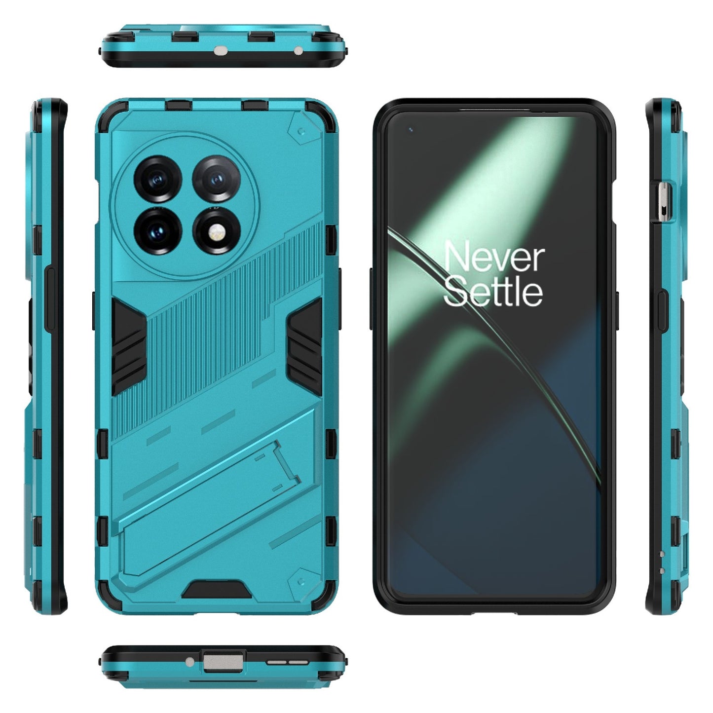 OnePlus 11 5G Shockproof Phone Case - Punk Armor 2-in-1 PC + TPU with Invisible Holder