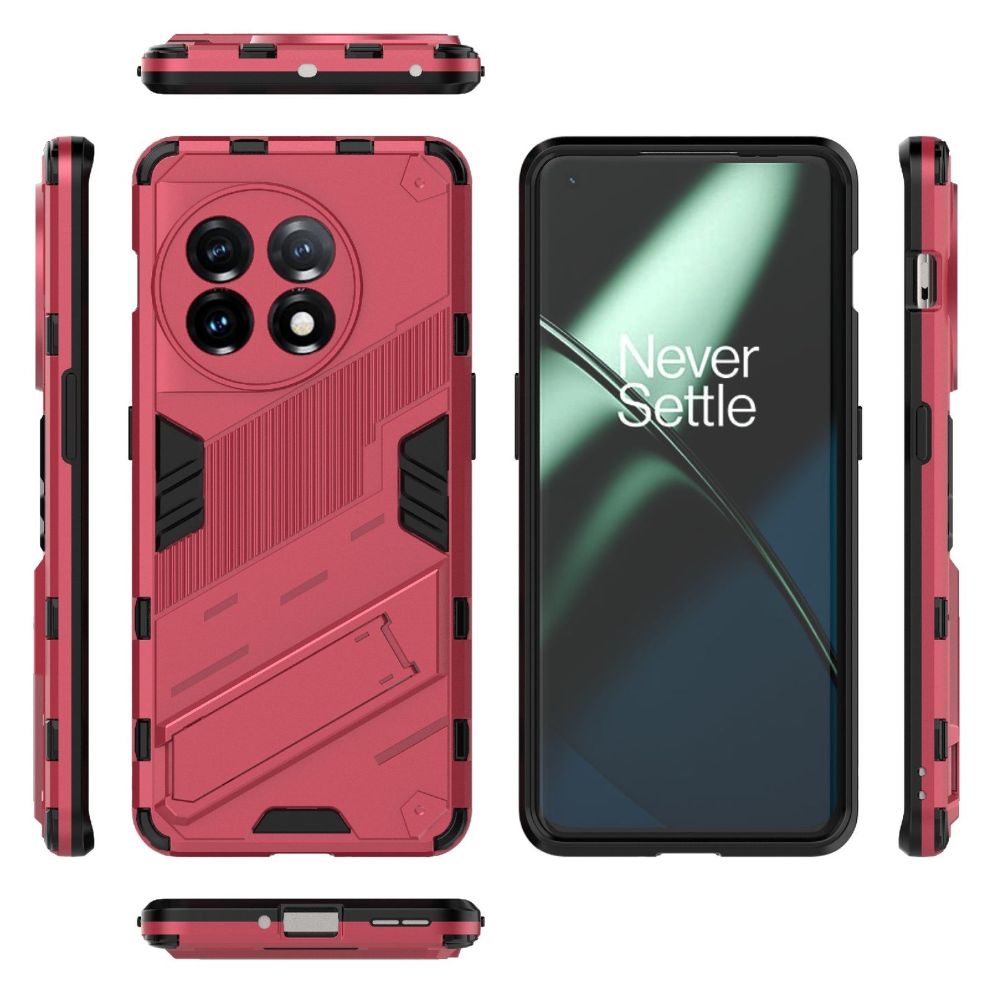 OnePlus 11 5G Shockproof Phone Case - Punk Armor 2-in-1 PC + TPU with Invisible Holder