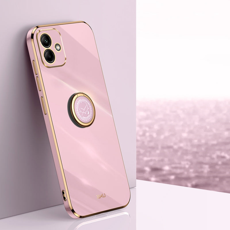 Samsung Galaxy A05 Tough TPU Phone Case with 6D Electroplate, Straight Edge Design, and Comfortable Ring Holder