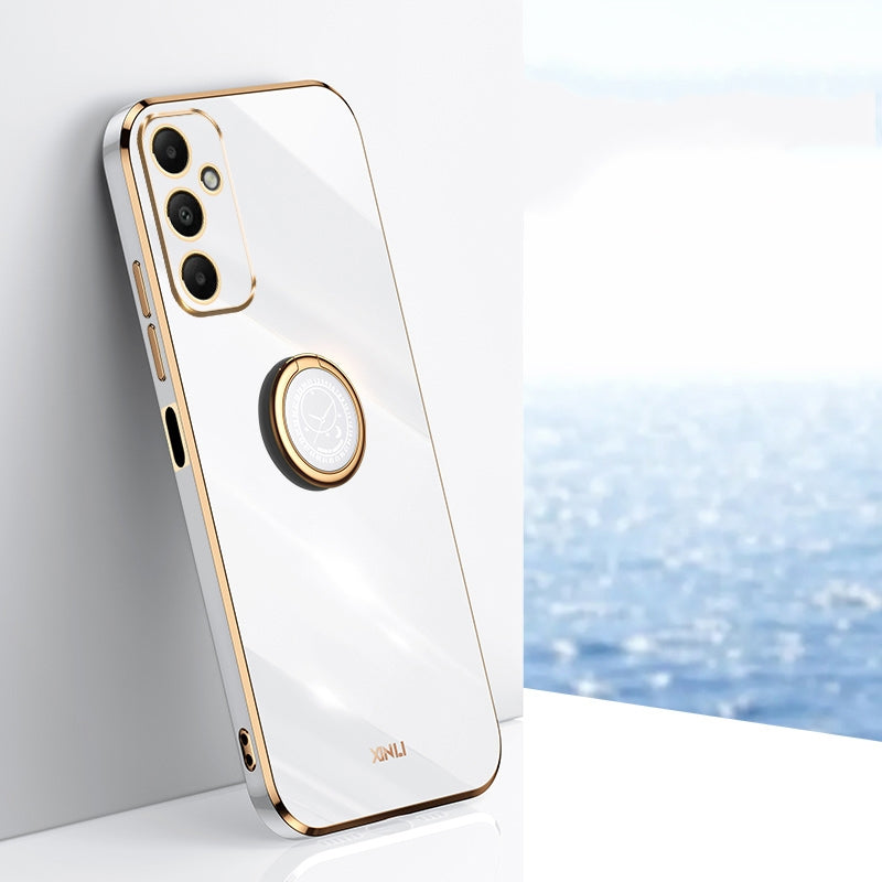 Samsung Galaxy A05s Tough TPU Phone Case with 6D Electroplate, Straight Edge Design, and Comfortable Ring Holder