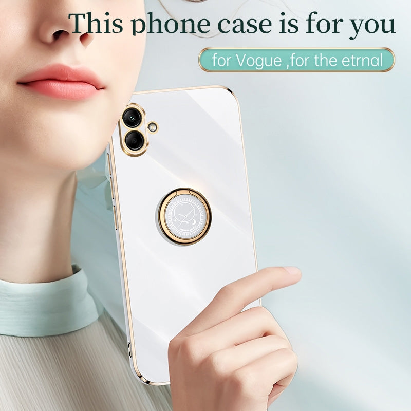 Samsung Galaxy A04e 4G Tough TPU Phone Case with 6D Electroplate, Straight Edge Design, and Comfortable Ring Holder