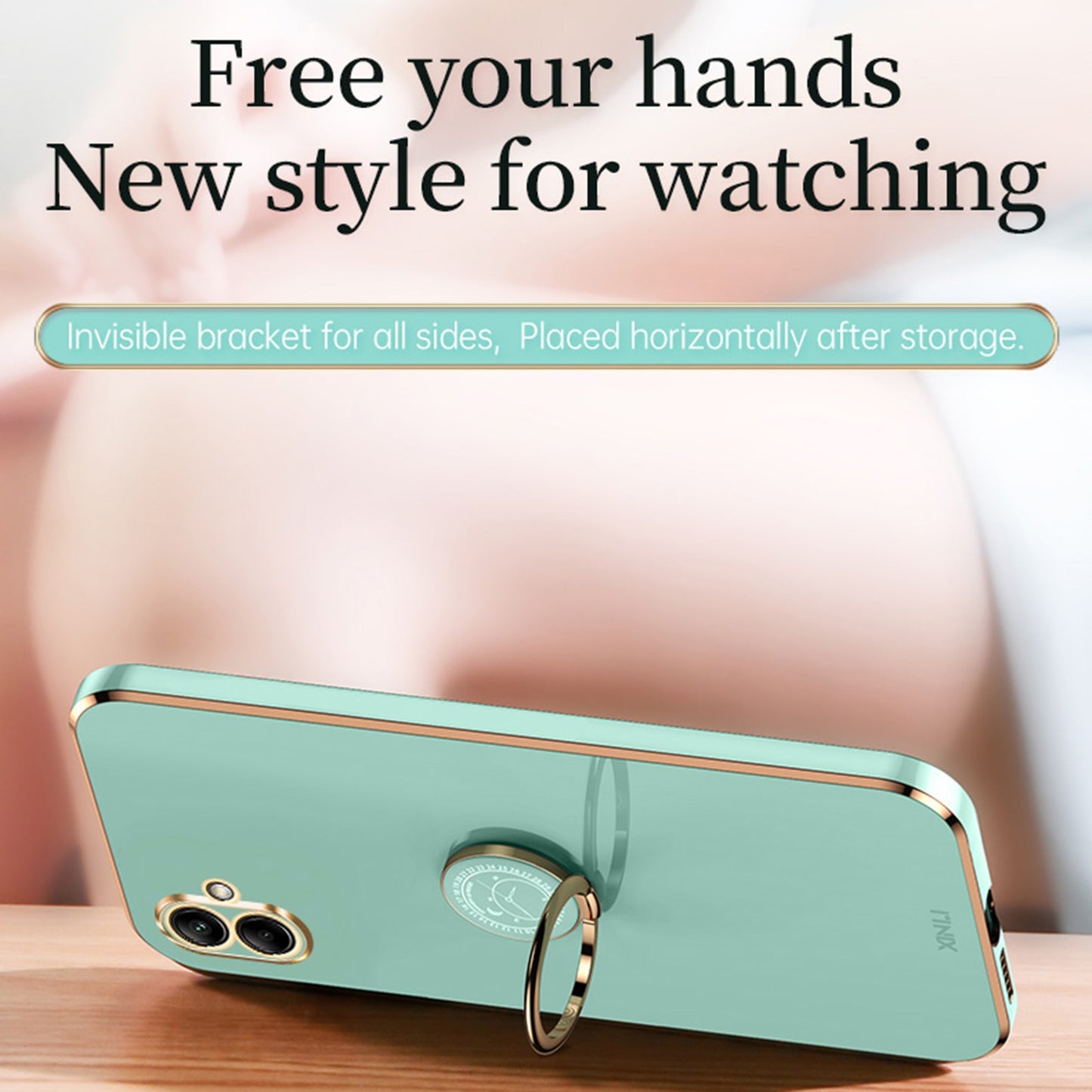 Samsung Galaxy A04e 4G Tough TPU Phone Case with 6D Electroplate, Straight Edge Design, and Comfortable Ring Holder