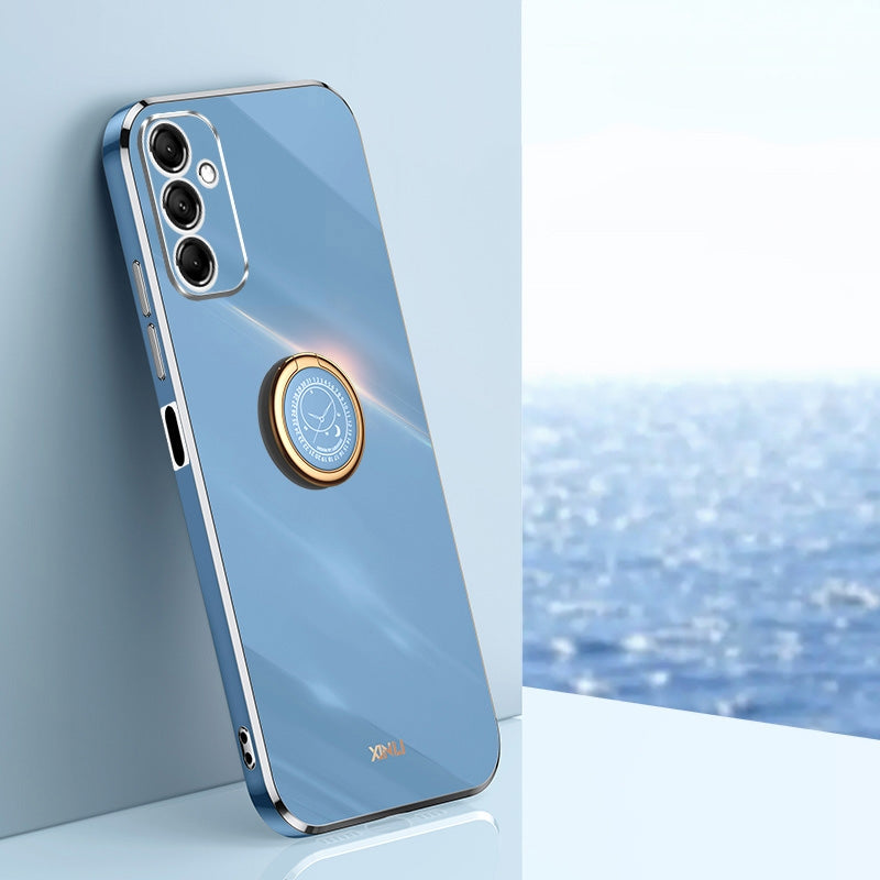 Samsung Galaxy A15 Tough TPU Phone Case with 6D Electroplate, Straight Edge Design, and Comfortable Ring Holder