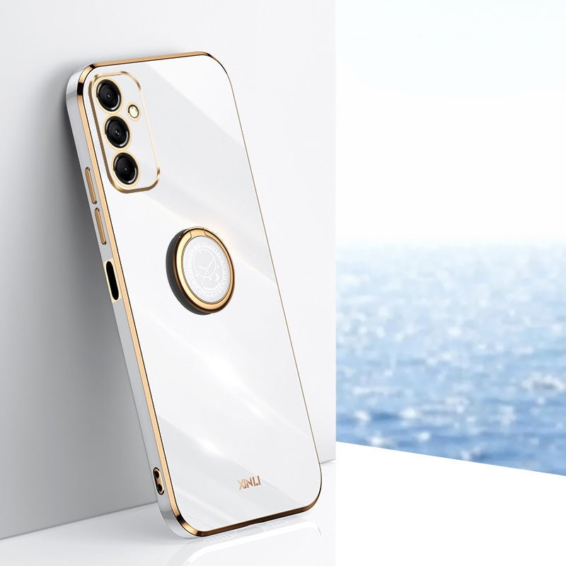 Samsung Galaxy A15 Tough TPU Phone Case with 6D Electroplate, Straight Edge Design, and Comfortable Ring Holder