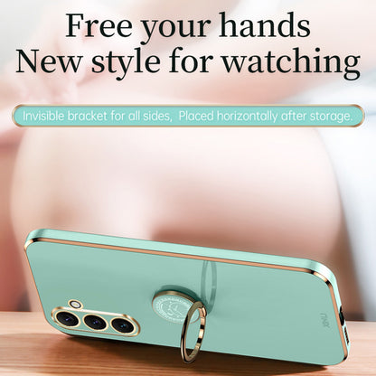 Samsung Galaxy A25 5G Tough TPU Phone Case with 6D Electroplate, Straight Edge Design, and Comfortable Ring Holder