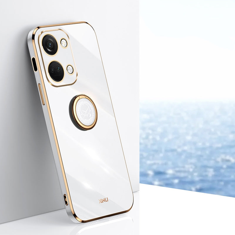 OnePlus Ace 2V Tough TPU Phone Case with 6D Electroplate, Straight Edge Design, and Comfortable Ring Holder