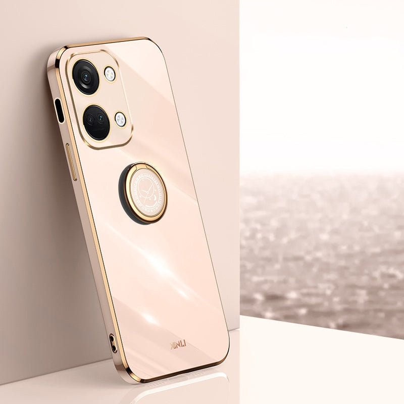 OnePlus Ace 2V Tough TPU Phone Case with 6D Electroplate, Straight Edge Design, and Comfortable Ring Holder