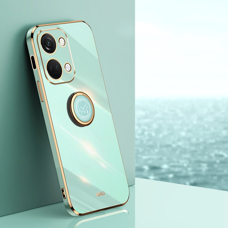 OnePlus Ace 2V Tough TPU Phone Case with 6D Electroplate, Straight Edge Design, and Comfortable Ring Holder