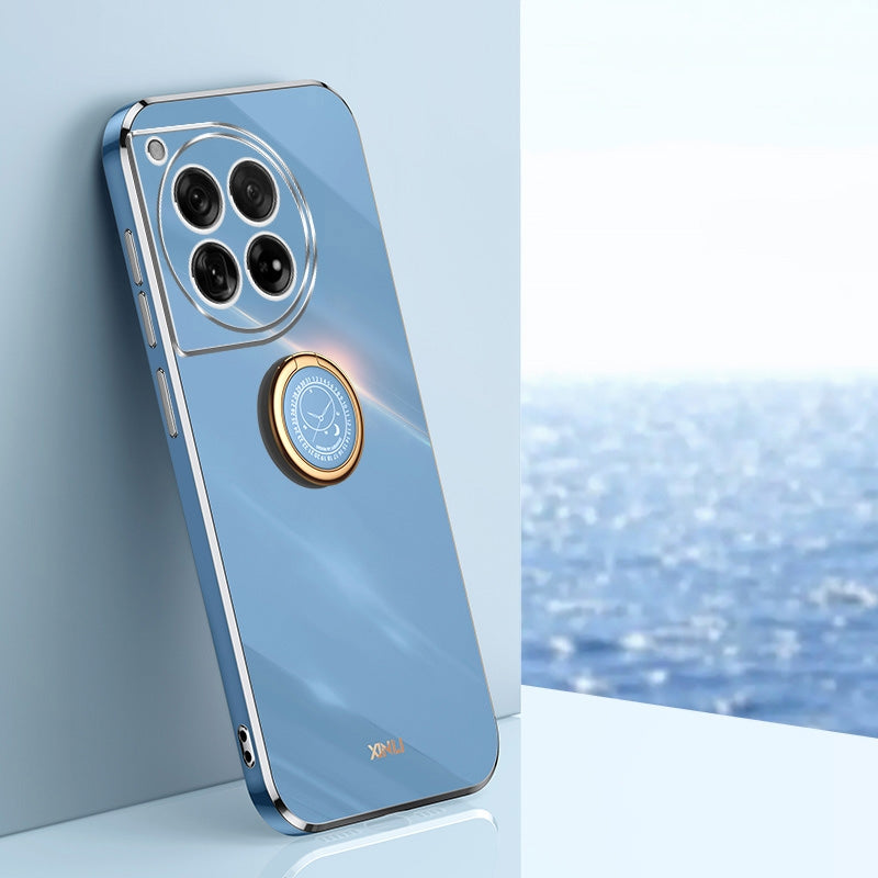 OnePlus Ace 3 Tough TPU Phone Case with 6D Electroplate, Straight Edge Design, and Comfortable Ring Holder