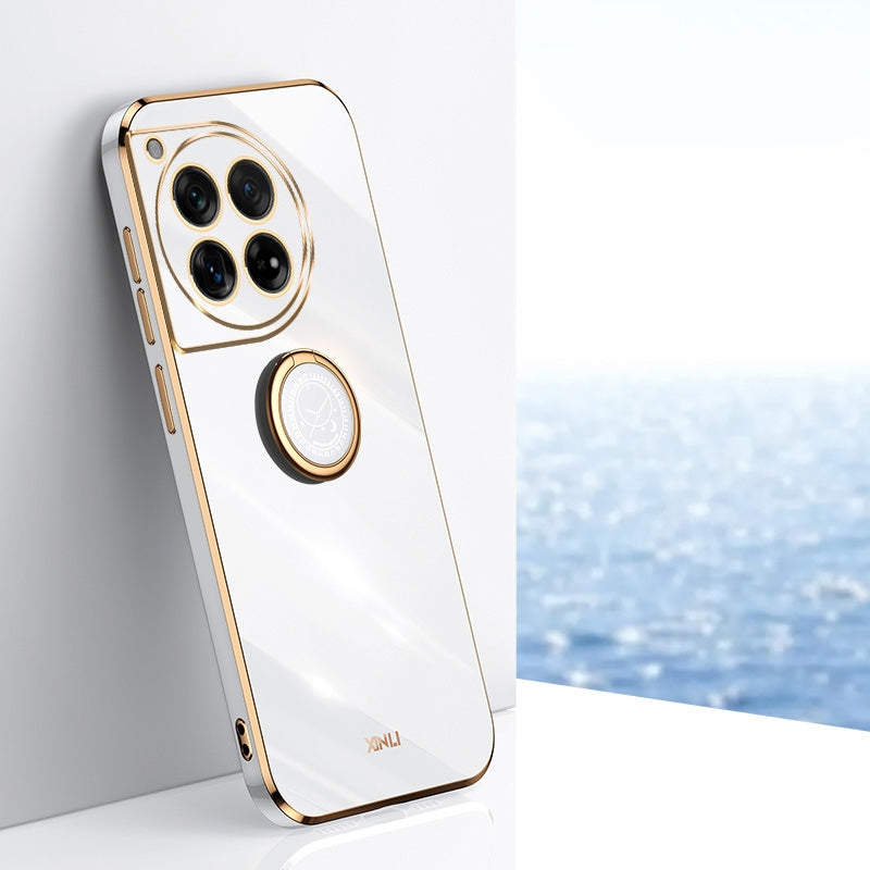OnePlus Ace 3 Tough TPU Phone Case with 6D Electroplate, Straight Edge Design, and Comfortable Ring Holder