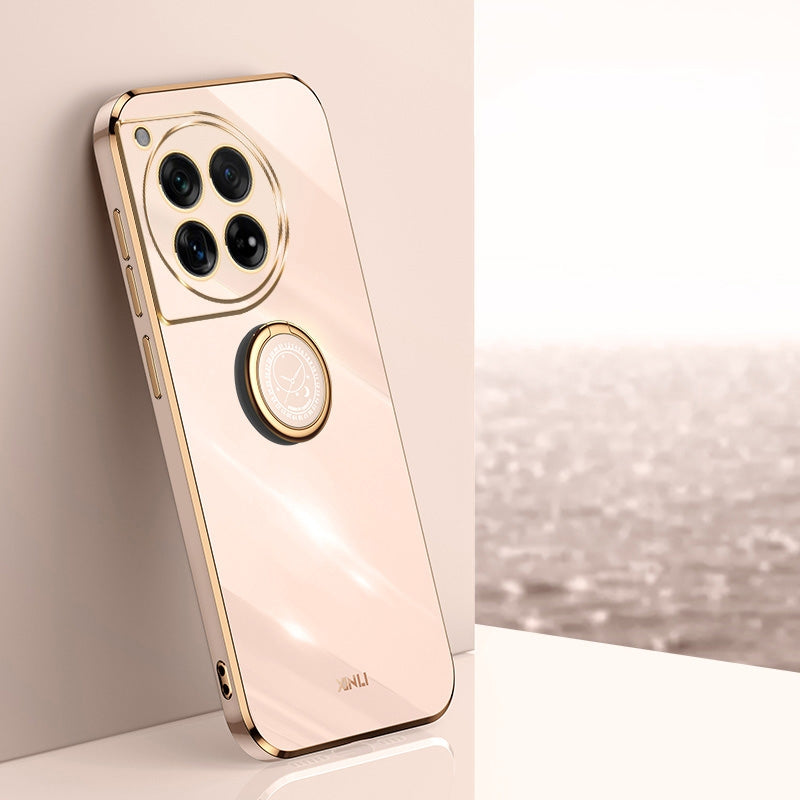 OnePlus Ace 3 Tough TPU Phone Case with 6D Electroplate, Straight Edge Design, and Comfortable Ring Holder