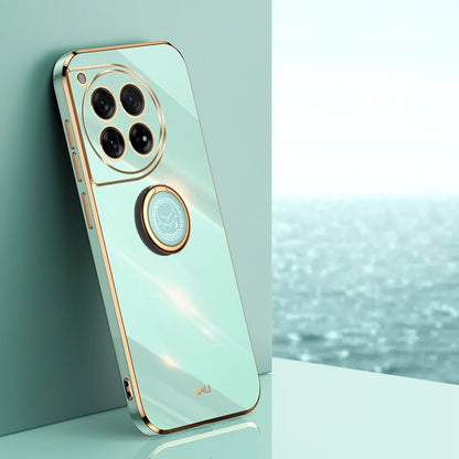 OnePlus Ace 3 Tough TPU Phone Case with 6D Electroplate, Straight Edge Design, and Comfortable Ring Holder