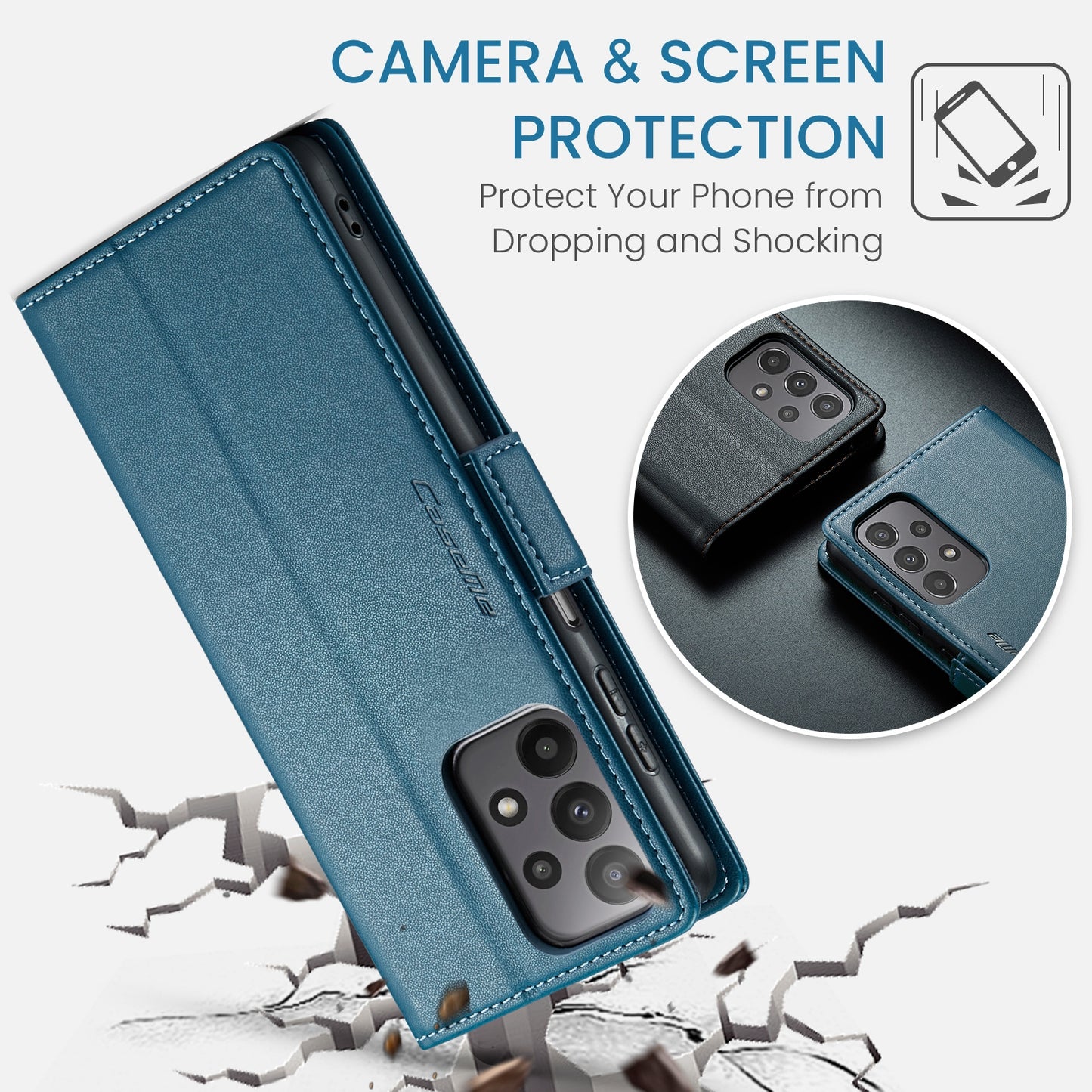 Samsung Galaxy A23 Leather Wallet Case - RFID Blocking, Stand Function, Card Slots