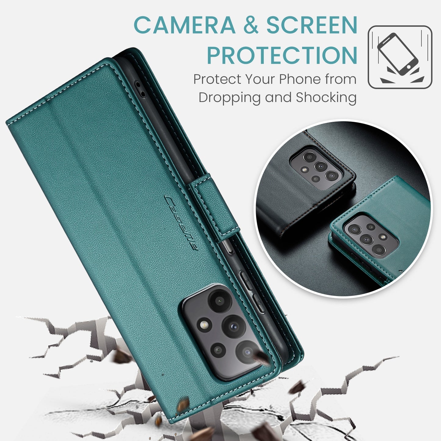 Samsung Galaxy A23 Leather Wallet Case - RFID Blocking, Stand Function, Card Slots
