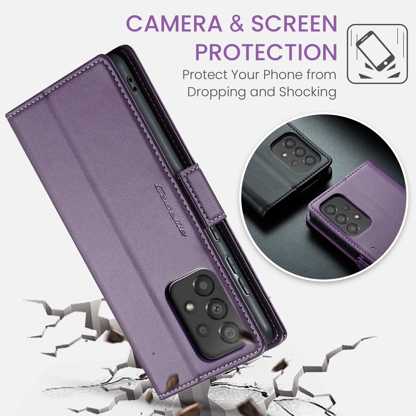 Samsung Galaxy A33 5G Leather Wallet Case - RFID Blocking, Stand Function, Card Slots