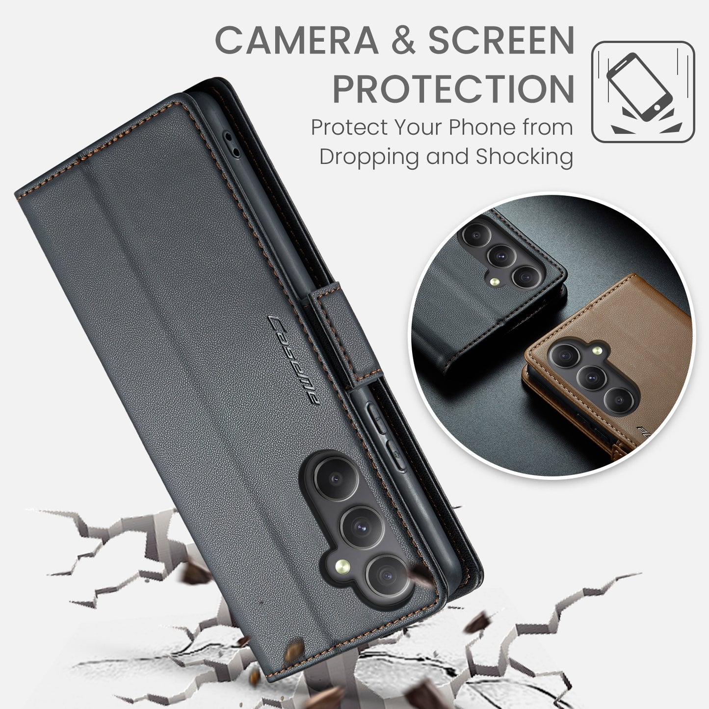 Samsung Galaxy A34 5G Leather Wallet Case - RFID Blocking, Stand Function, Card Slots