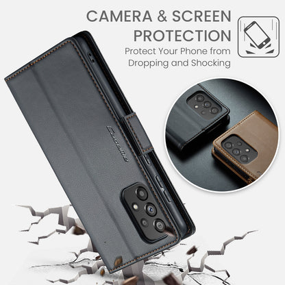 Samsung Galaxy A73 5G Leather Wallet Case - RFID Blocking, Stand Function, Card Slots