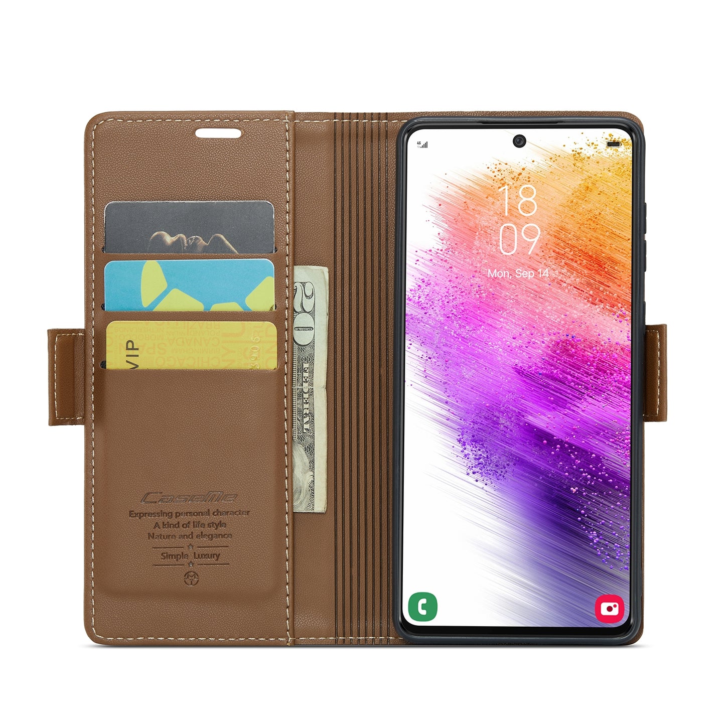 Samsung Galaxy A73 5G Leather Wallet Case - RFID Blocking, Stand Function, Card Slots