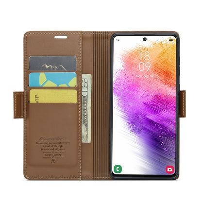 Samsung Galaxy A73 5G Leather Wallet Case - RFID Blocking, Stand Function, Card Slots