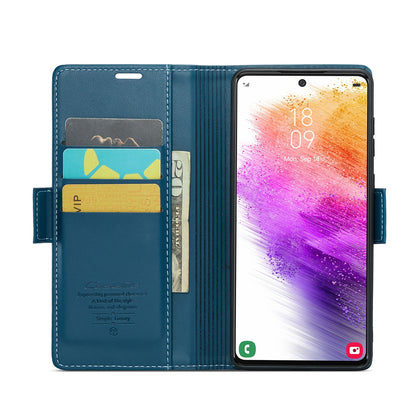 Samsung Galaxy A73 5G Leather Wallet Case - RFID Blocking, Stand Function, Card Slots