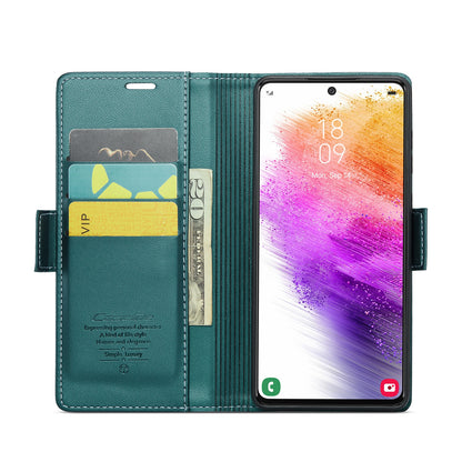 Samsung Galaxy A73 5G Leather Wallet Case - RFID Blocking, Stand Function, Card Slots
