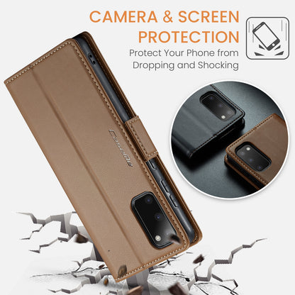 Samsung Galaxy S20 Leather Wallet Case - RFID Blocking, Stand Function, Card Slots