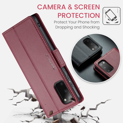 Samsung Galaxy S20 Leather Wallet Case - RFID Blocking, Stand Function, Card Slots