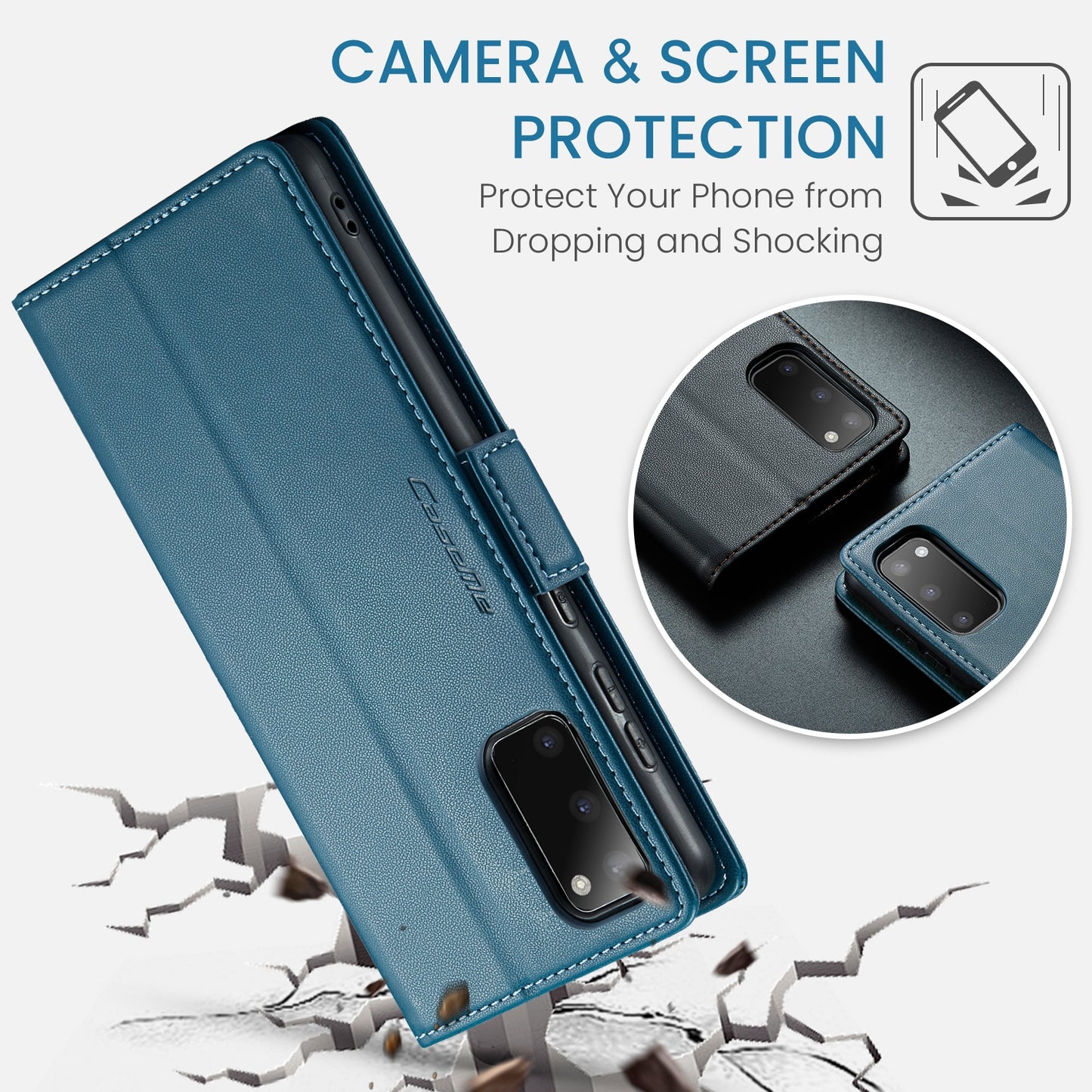 Samsung Galaxy S20 Leather Wallet Case - RFID Blocking, Stand Function, Card Slots