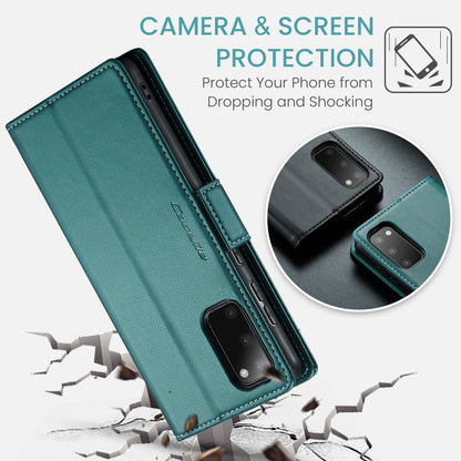 Samsung Galaxy S20 Leather Wallet Case - RFID Blocking, Stand Function, Card Slots