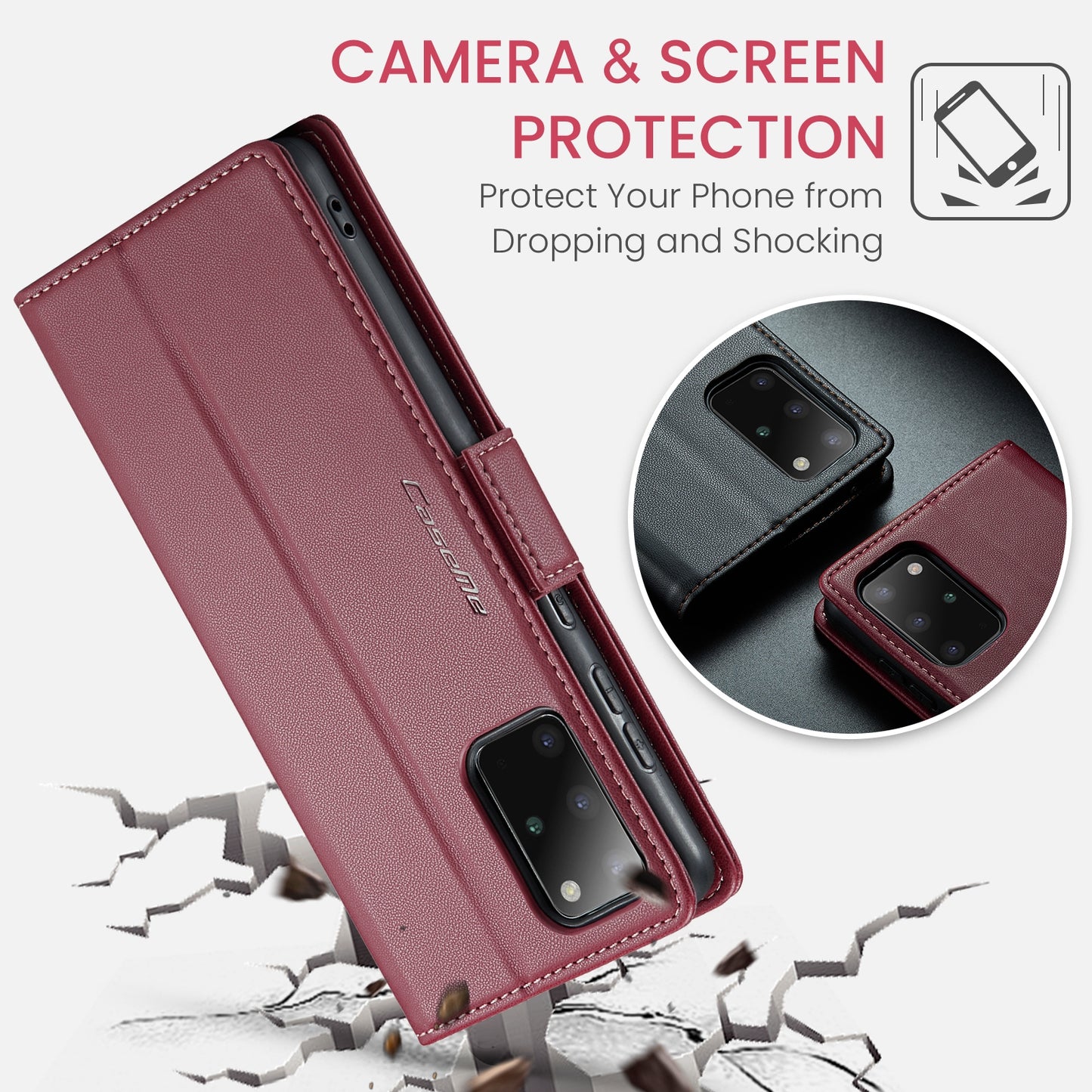 Samsung Galaxy S20+ Leather Wallet Case - RFID Blocking, Stand Function, Card Slots