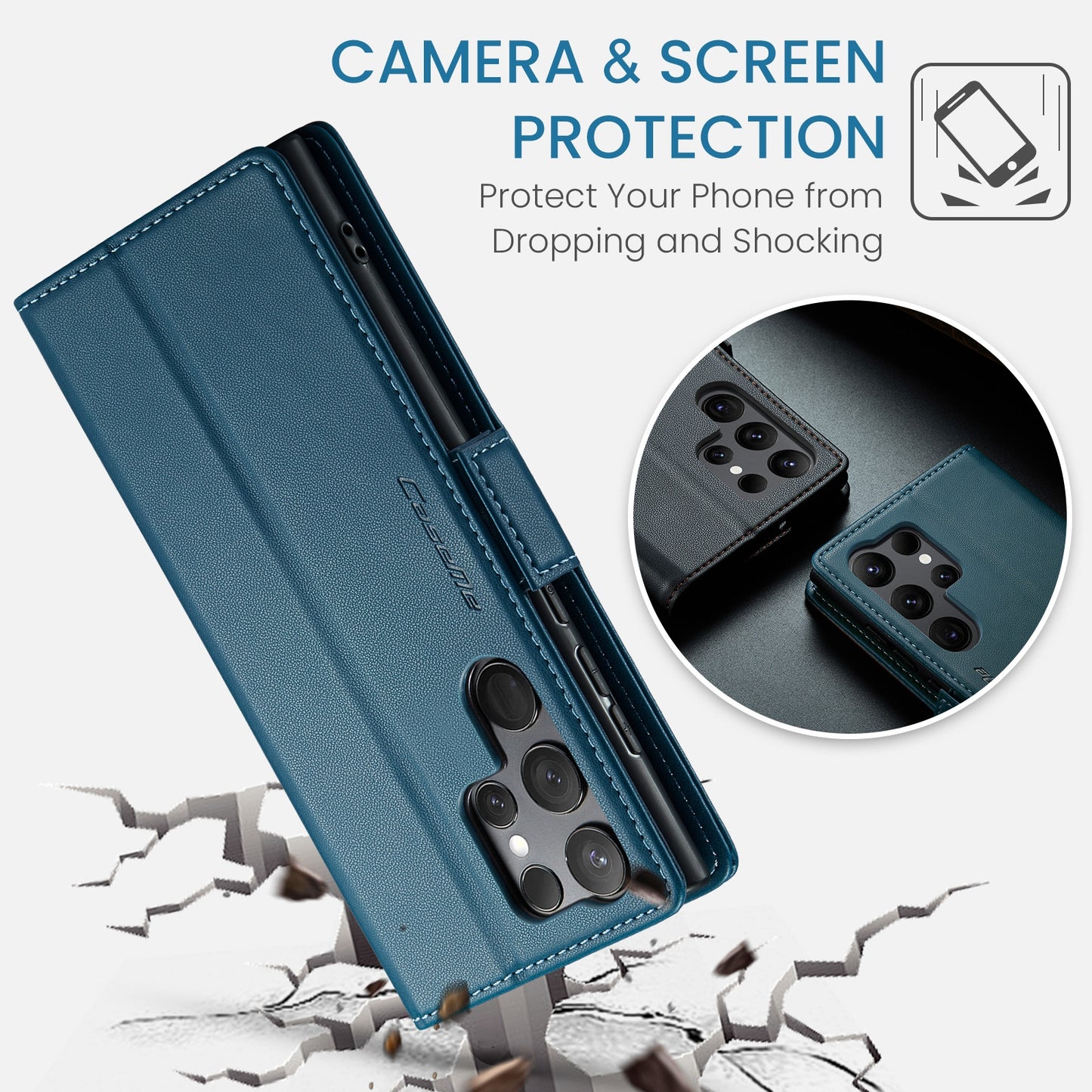 Samsung Galaxy S23 Ultra 5G Leather Wallet Case - RFID Blocking, Stand Function, Card Slots