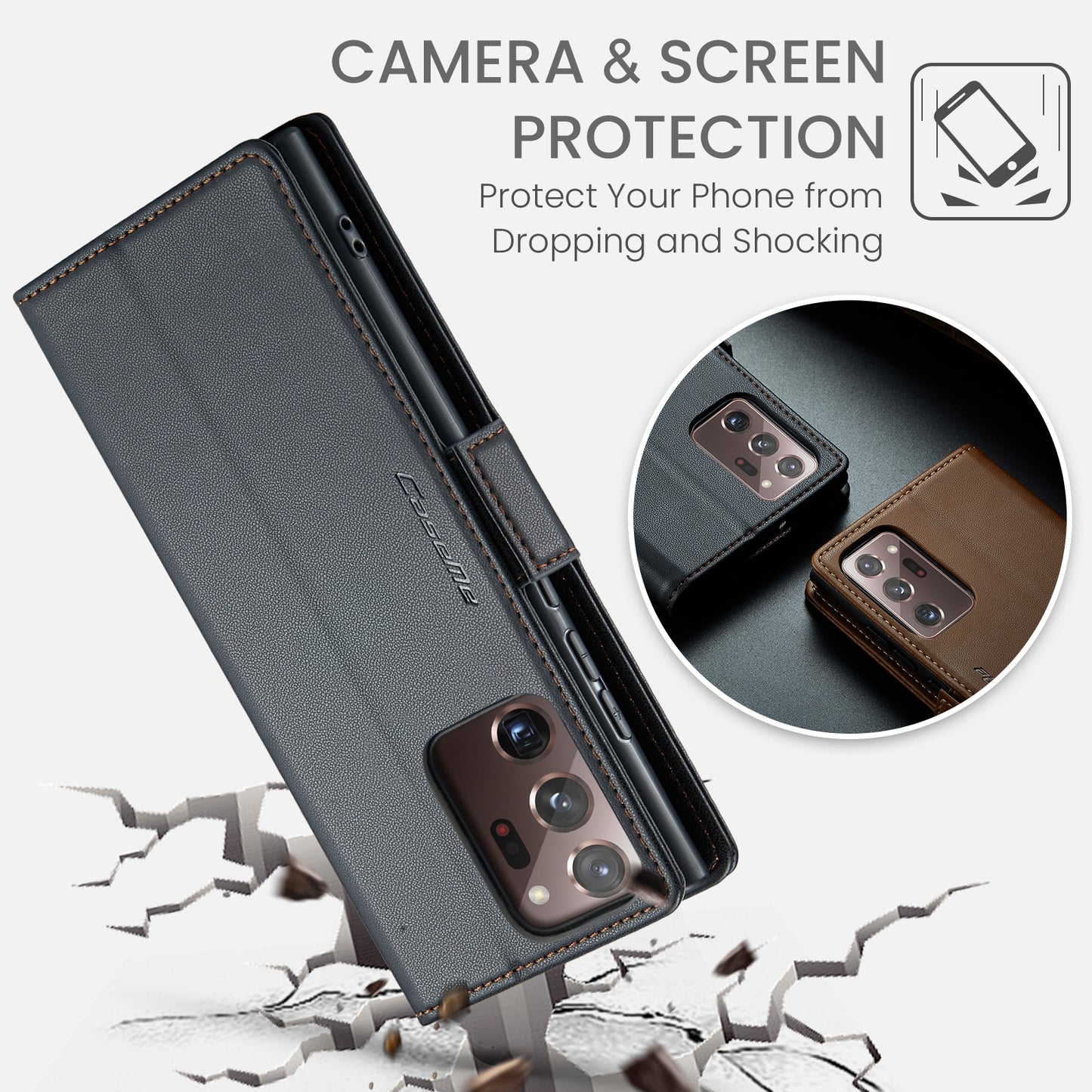 Samsung Galaxy Note20 Ultra Leather Wallet Case - RFID Blocking, Stand Function, Card Slots