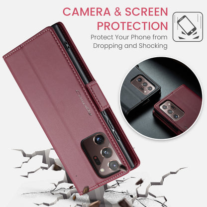 Samsung Galaxy Note20 Ultra Leather Wallet Case - RFID Blocking, Stand Function, Card Slots