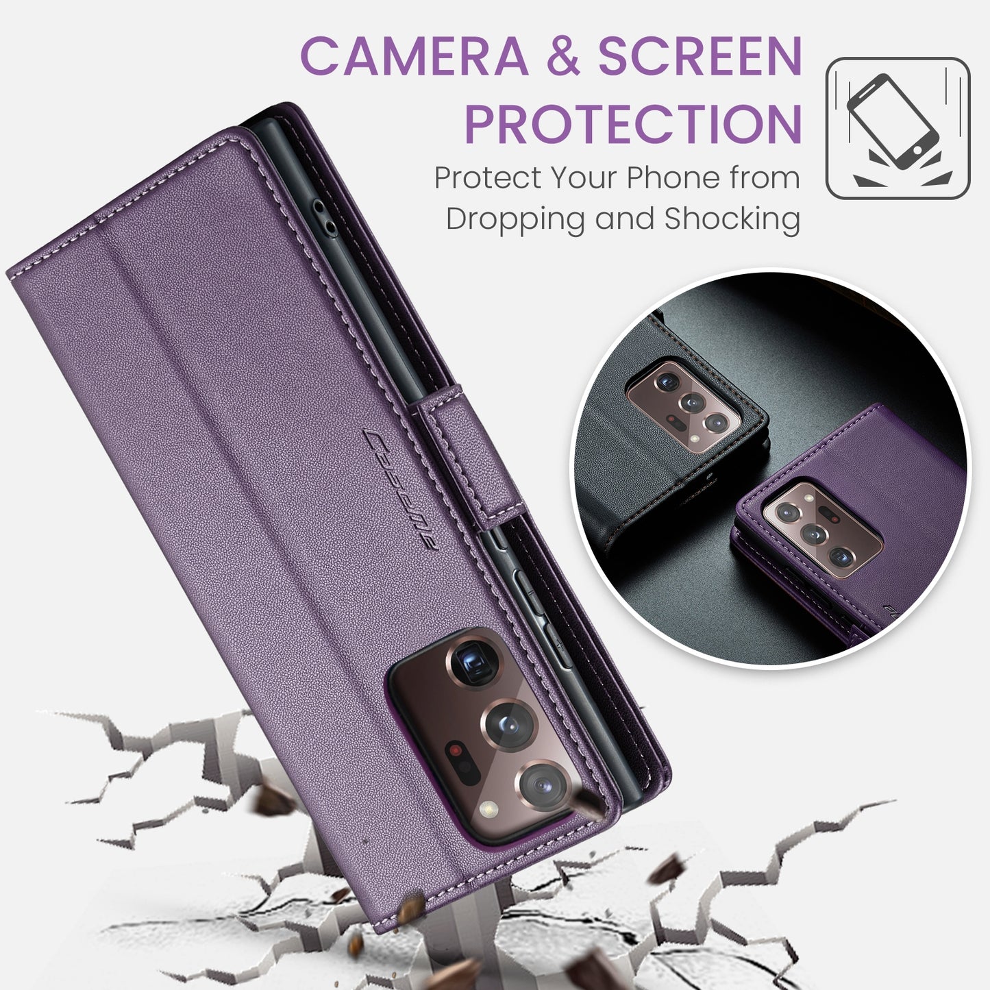 Samsung Galaxy Note20 Ultra Leather Wallet Case - RFID Blocking, Stand Function, Card Slots