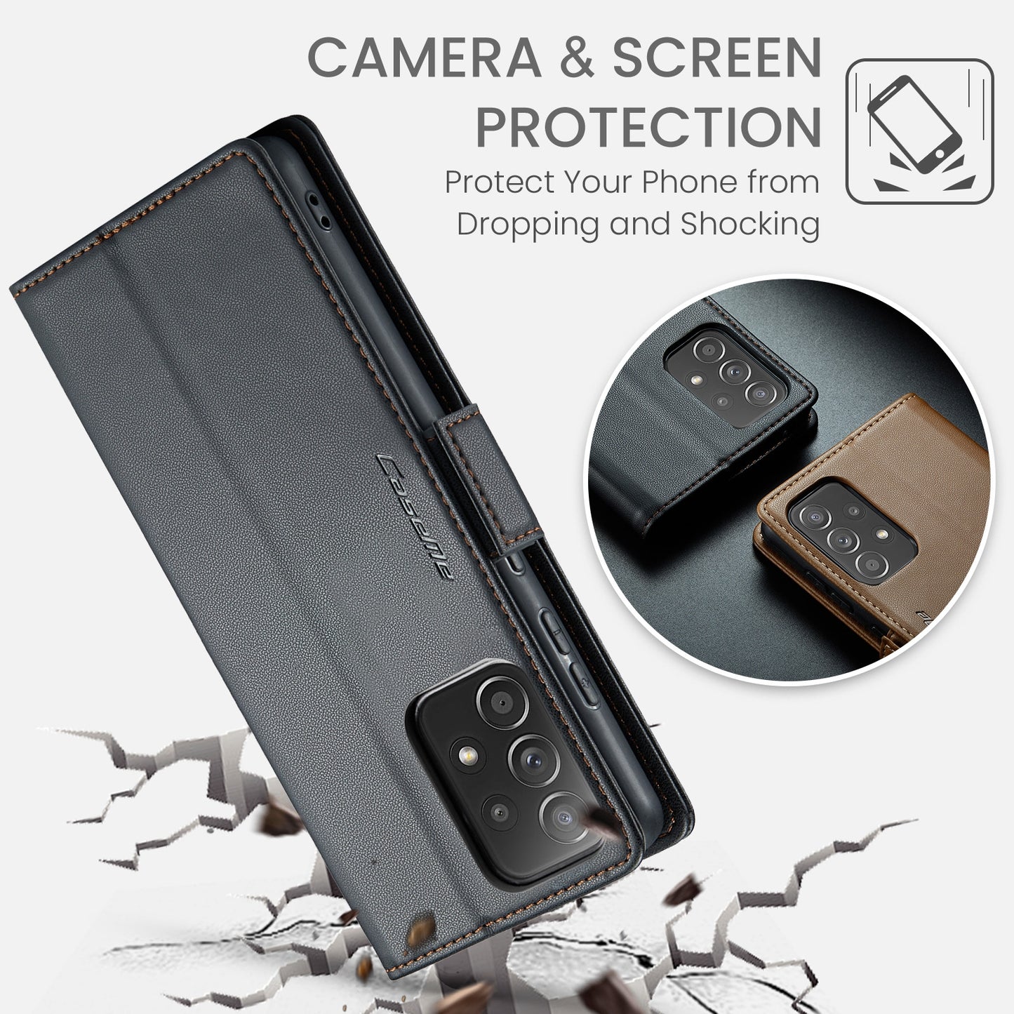 Samsung Galaxy A52/A52s 5g Leather Wallet Case - RFID Blocking, Stand Function, Card Slots