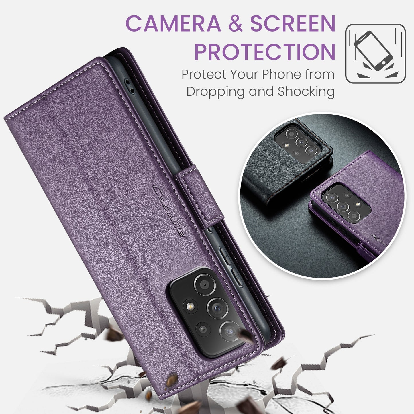 Samsung Galaxy A52/A52s 5g Leather Wallet Case - RFID Blocking, Stand Function, Card Slots