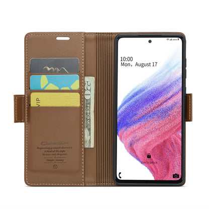 Samsung Galaxy A53 Leather Wallet Case - RFID Blocking, Stand Function, Card Slots