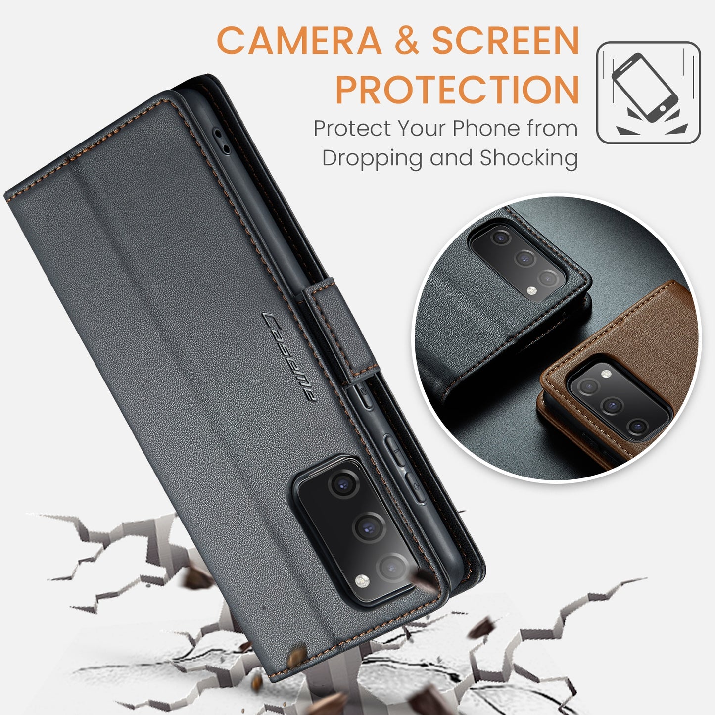 Samsung Galaxy S20 FE Leather Wallet Case - RFID Blocking, Stand Function, Card Slots