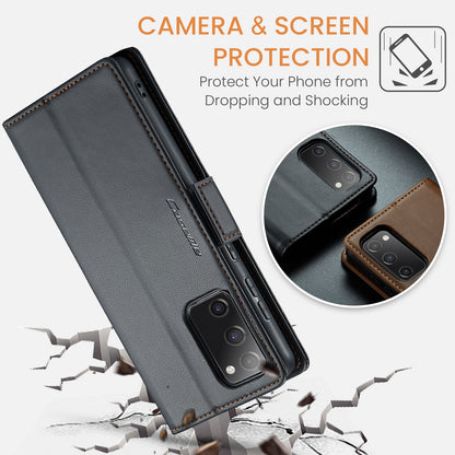 Samsung Galaxy S20 FE Leather Wallet Case - RFID Blocking, Stand Function, Card Slots