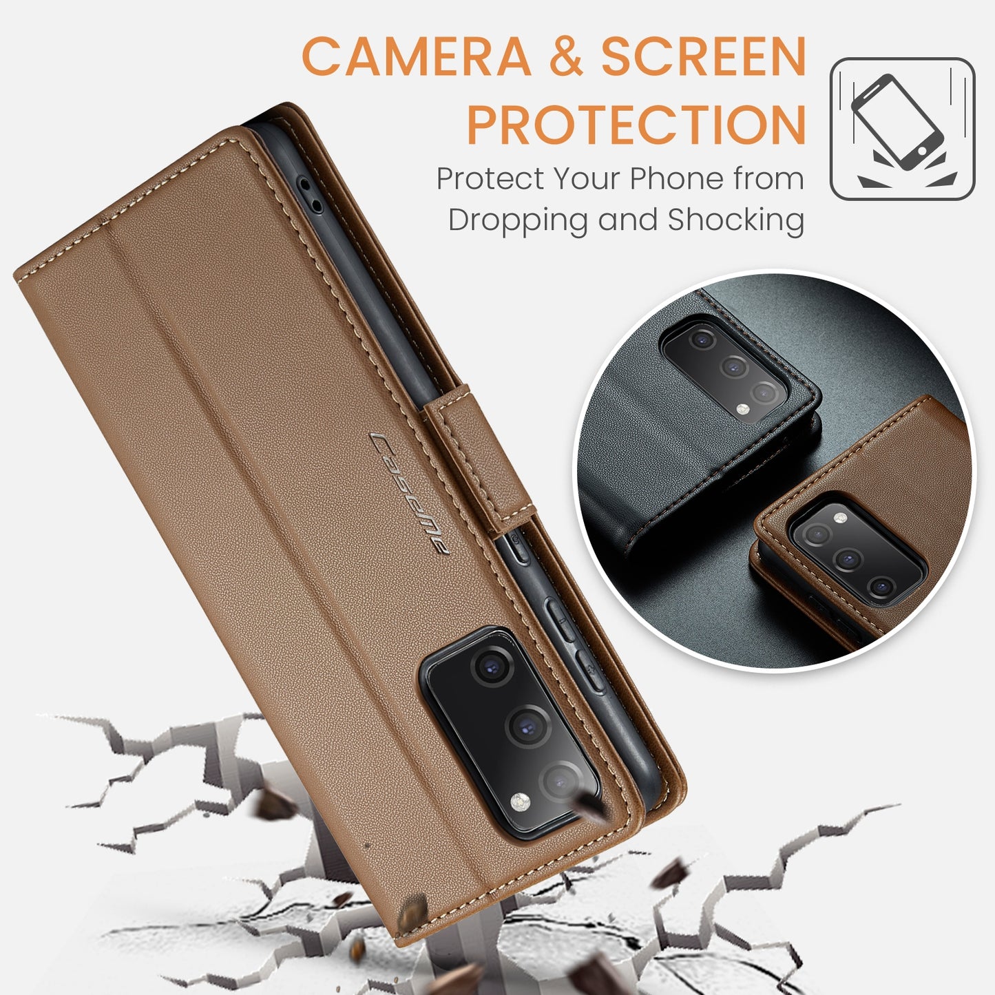 Samsung Galaxy S20 FE Leather Wallet Case - RFID Blocking, Stand Function, Card Slots
