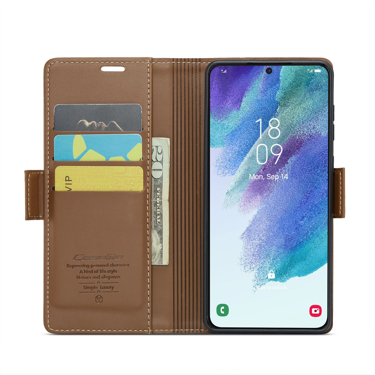 Samsung Galaxy S21 FE 5G Leather Wallet Case - RFID Blocking, Stand Function, Card Slots
