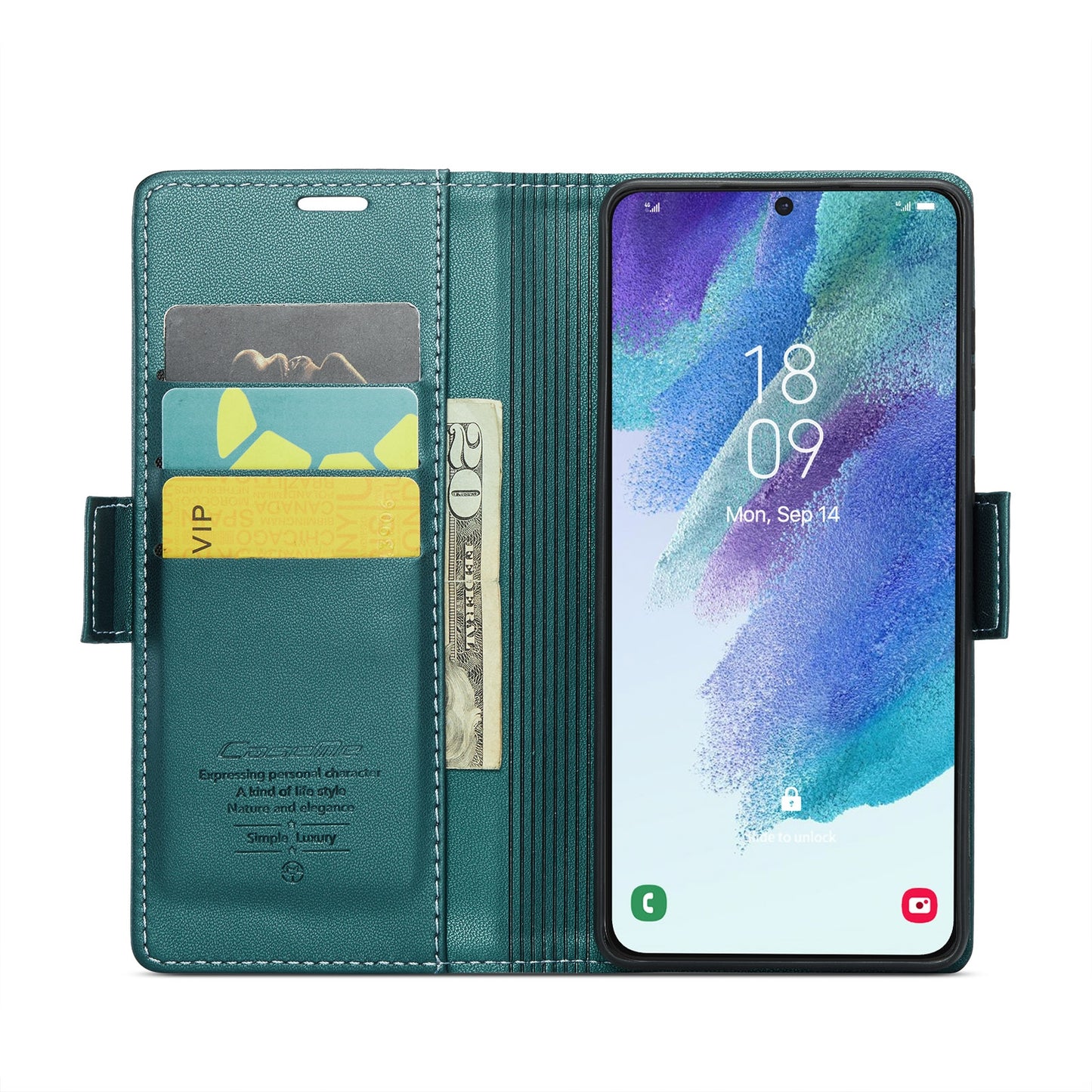 Samsung Galaxy S21 FE 5G Leather Wallet Case - RFID Blocking, Stand Function, Card Slots