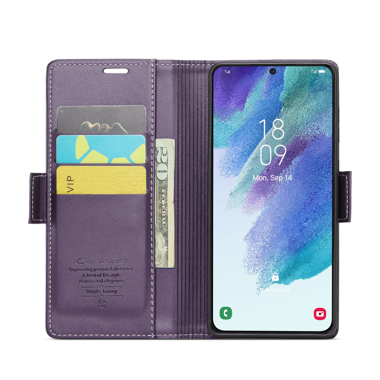 Samsung Galaxy S21 FE 5G Leather Wallet Case - RFID Blocking, Stand Function, Card Slots