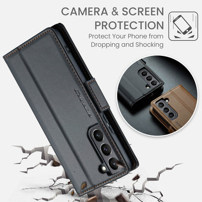 Samsung Galaxy S21 5G Leather Wallet Case - RFID Blocking, Stand Function, Card Slots