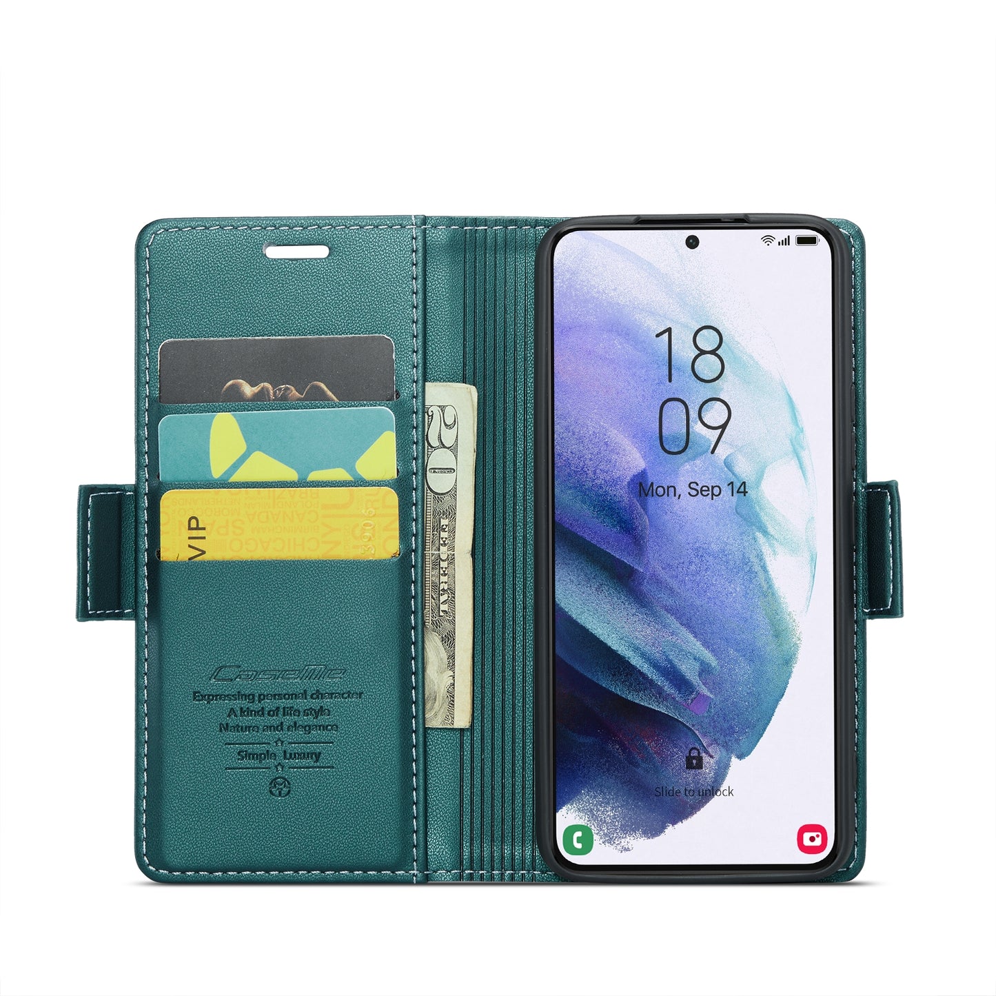 Samsung Galaxy S21 5G Leather Wallet Case - RFID Blocking, Stand Function, Card Slots