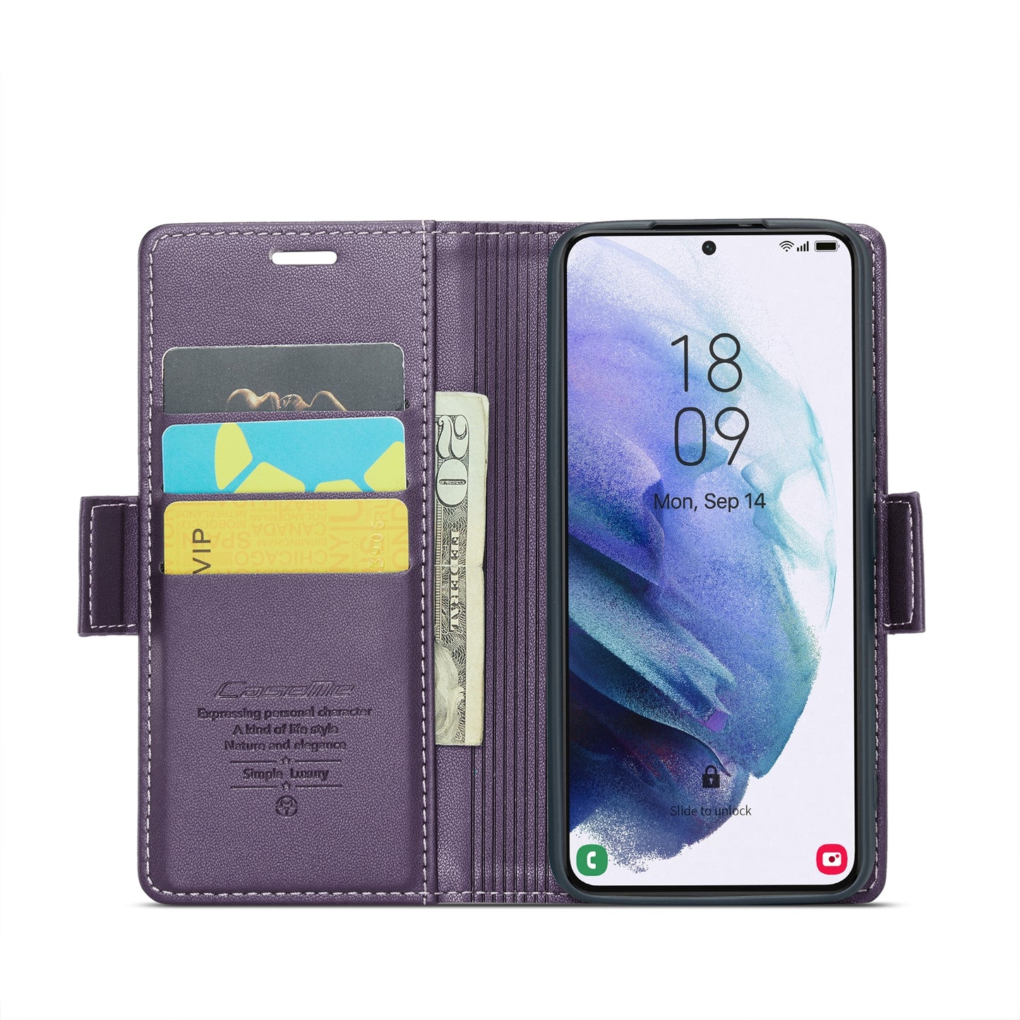 Samsung Galaxy S21 5G Leather Wallet Case - RFID Blocking, Stand Function, Card Slots