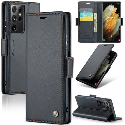 Samsung Galaxy S21 Ultra 5G Leather Wallet Case - RFID Blocking, Stand Function, Card Slots