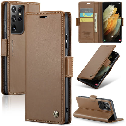 Samsung Galaxy S21 Ultra 5G Leather Wallet Case - RFID Blocking, Stand Function, Card Slots