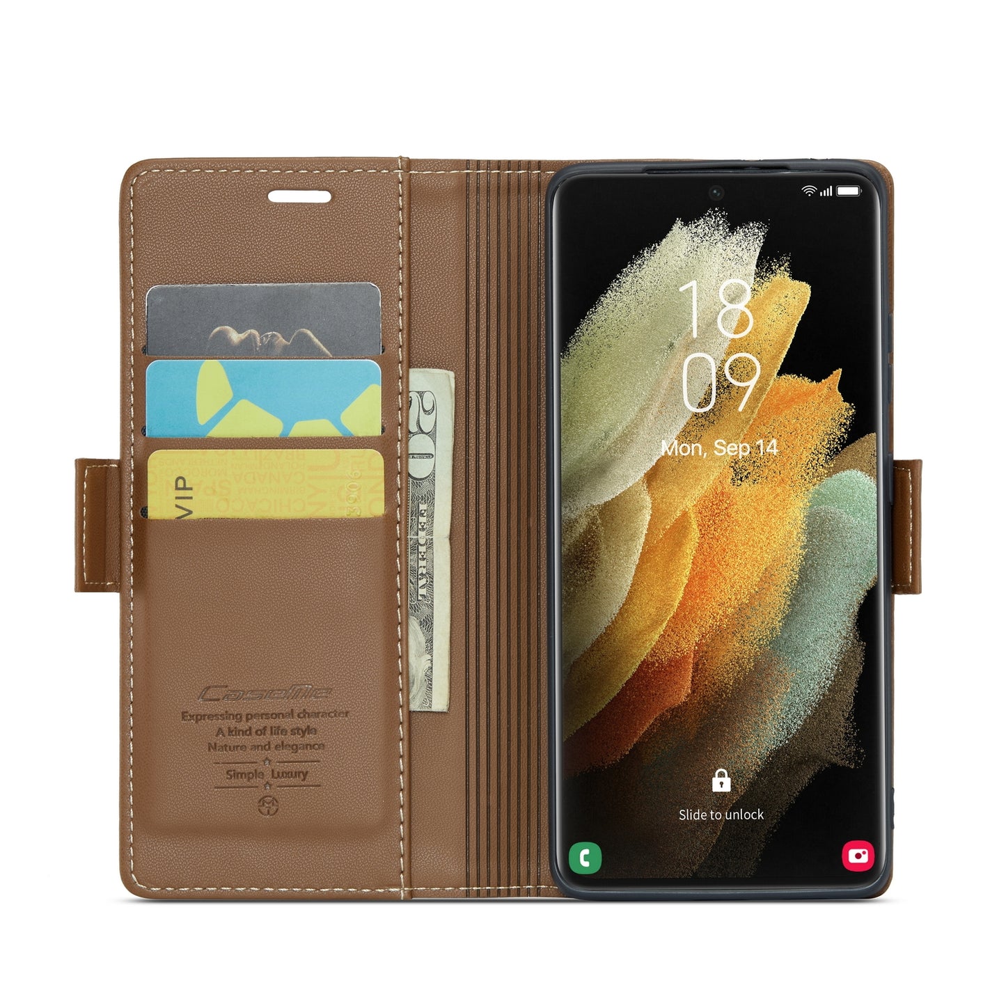 Samsung Galaxy S21 Ultra 5G Leather Wallet Case - RFID Blocking, Stand Function, Card Slots